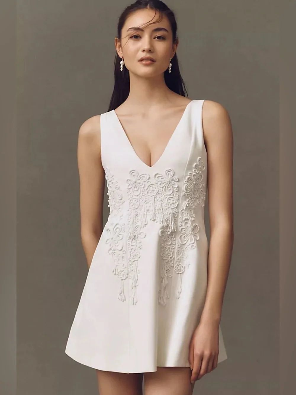 Cynthia Rowley x Bhldn Neck Beaded A-Line Mini Dress